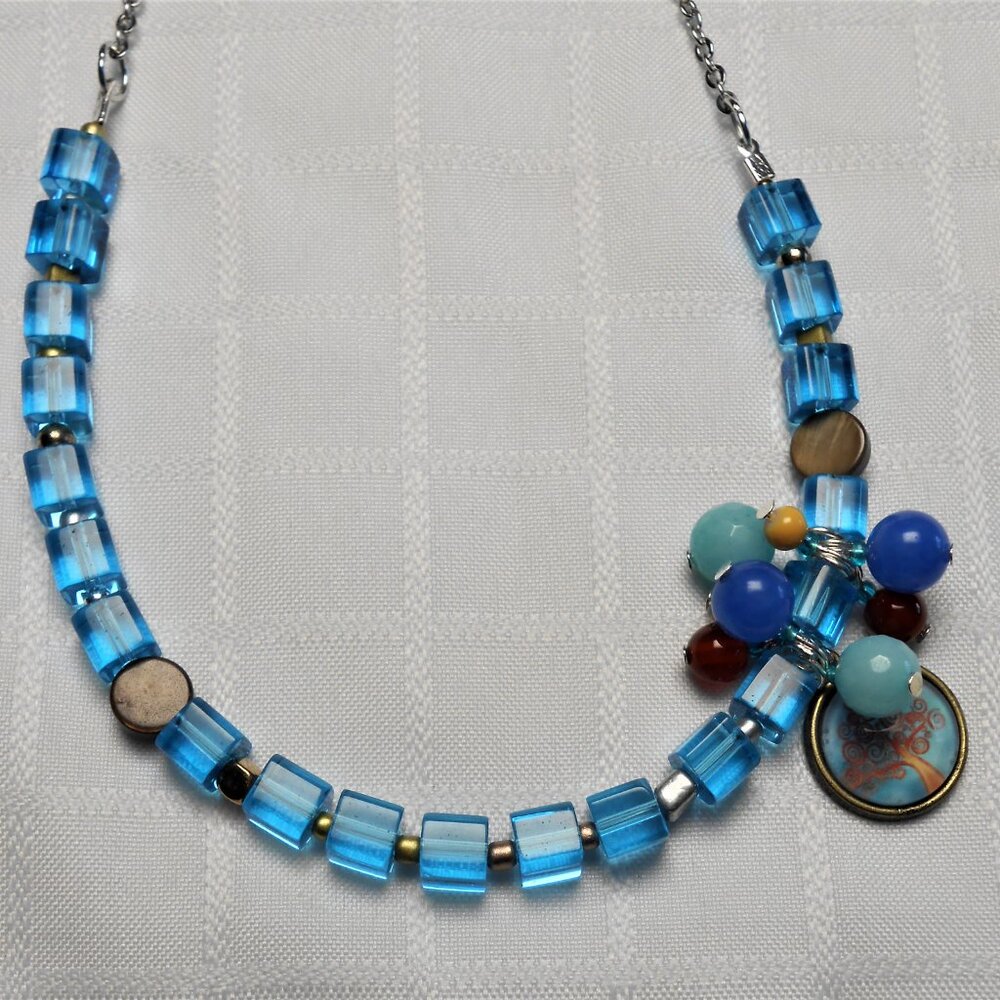 No 11 Beautiful handmade earrings and necklace with enameled piece